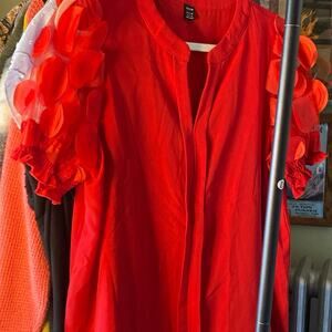 SHEIN blouse. Sheer sleeves with multi layer circles attached